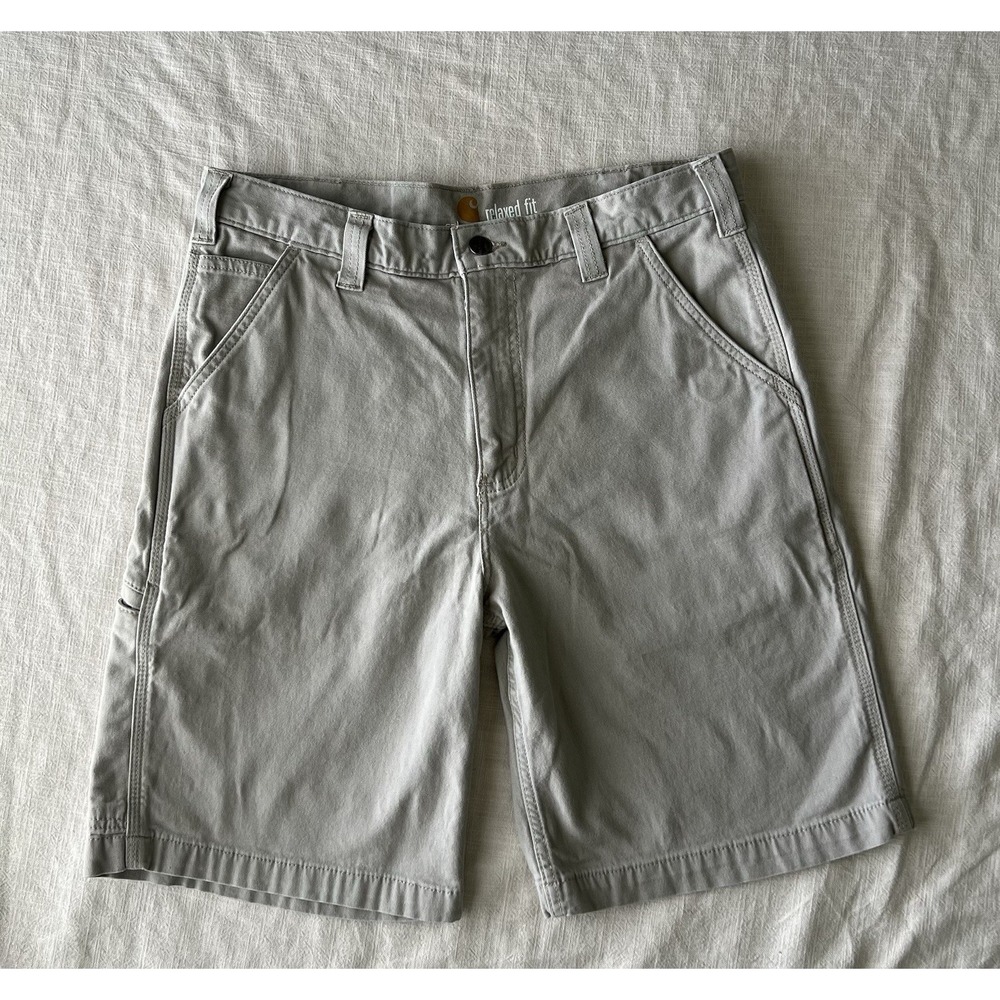 Carhartt Relaxed Fit Cargo Shorts Khaki Mens 33 Canvas 6 Pocket Work Utility